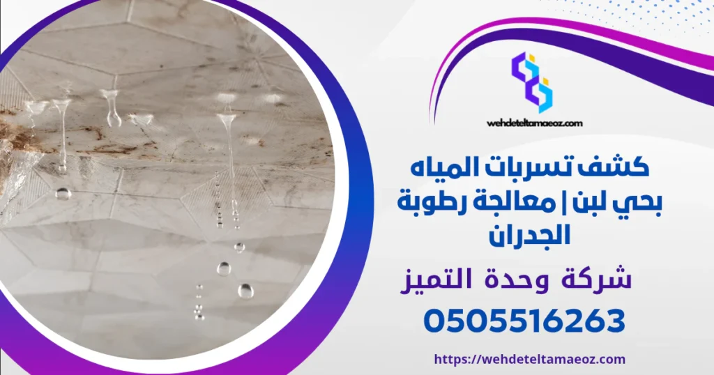 كشف تسربات المياه بحي لبن